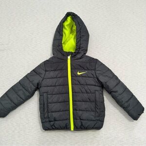 Nike Kids Puffer Jacket - Black and Neon Green